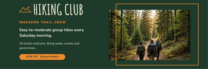 Forest hiking club header template
