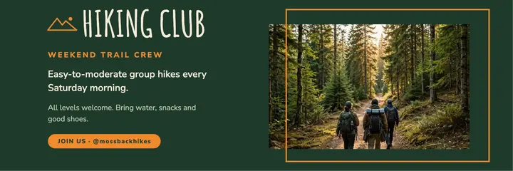 Forest hiking club header template