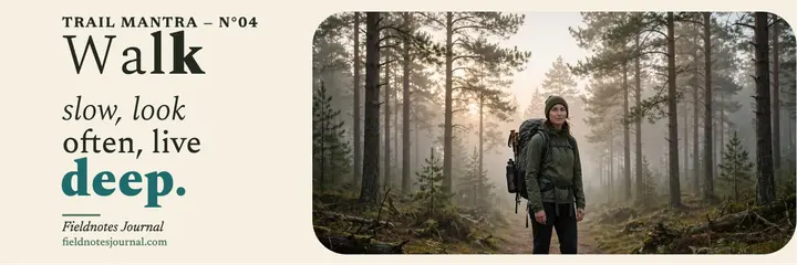 Forest mantra hiker quote header template