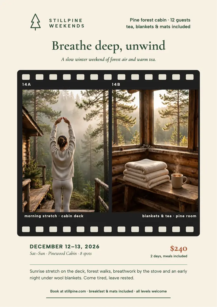 Stillpine forest retreat film flyer template