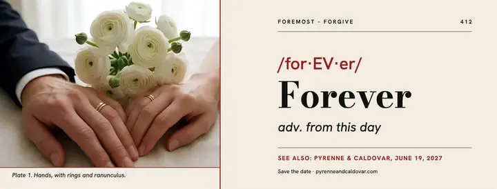Forever dictionary entry save-the-date cover template