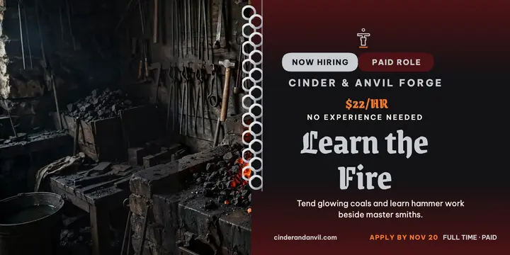 Cinder and Anvil forge apprentice post template