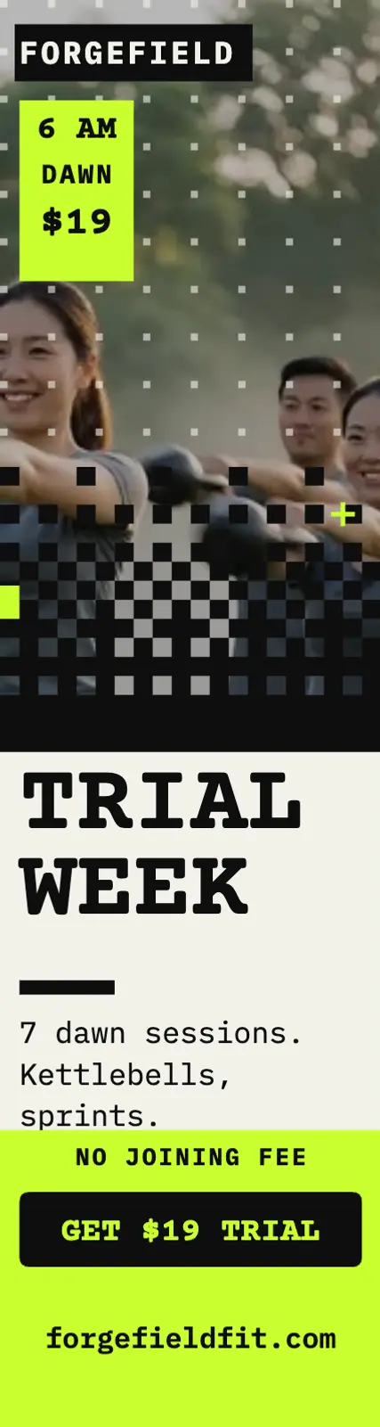 Forgefield Bootcamp trial week skyscraper ad: bootcamp trial ad template