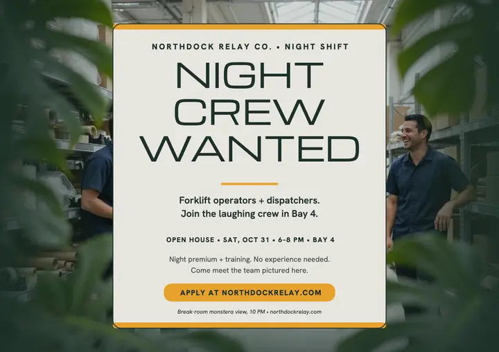 Northdock night crew hiring certificate: warehouse hiring certificate template