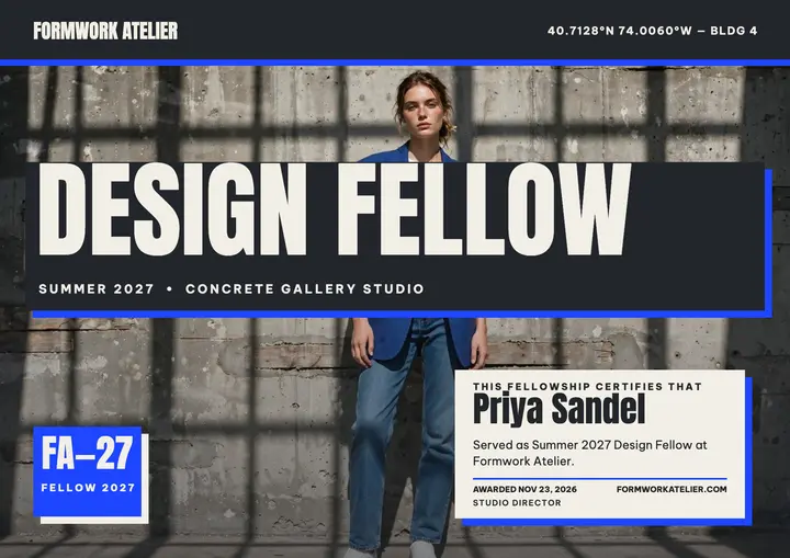 Formwork Atelier design fellow certificate: fellowship certificate template