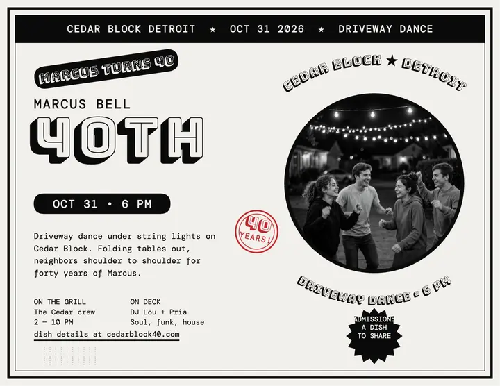 Marcus Bell 40th block party flyer template