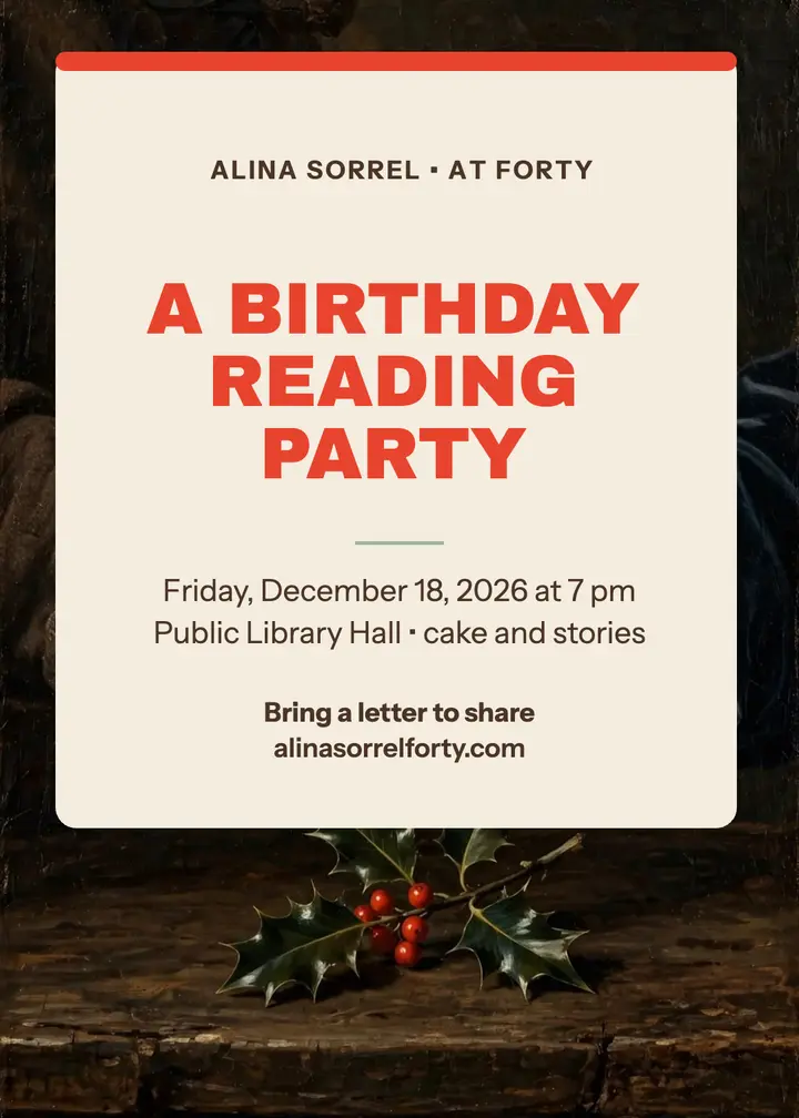 Alina Sorrel fortieth reading birthday invitation template