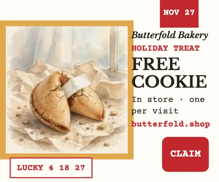 Butterfold Bakery fortune cookie giveaway ad template