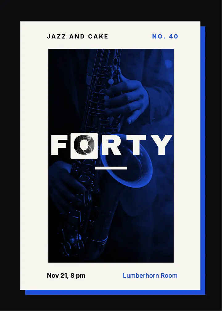 Forty jazz and cake birthday invitation template