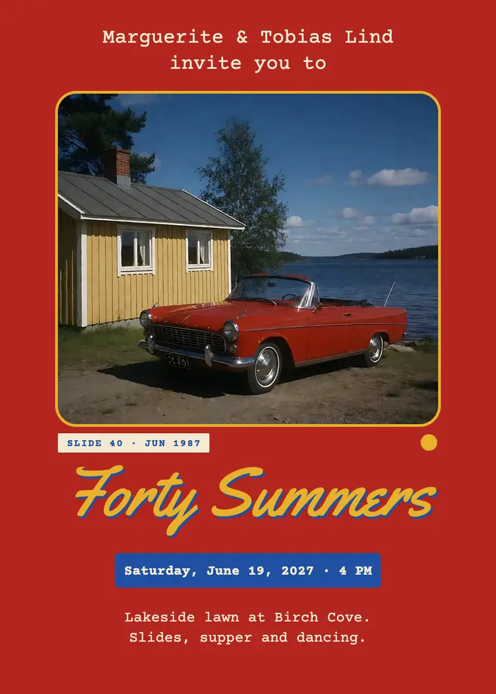 Forty Summers anniversary slide-night invitation template