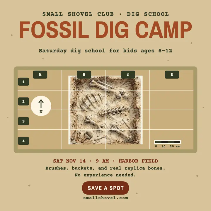 Small Shovel fossil dig camp post template