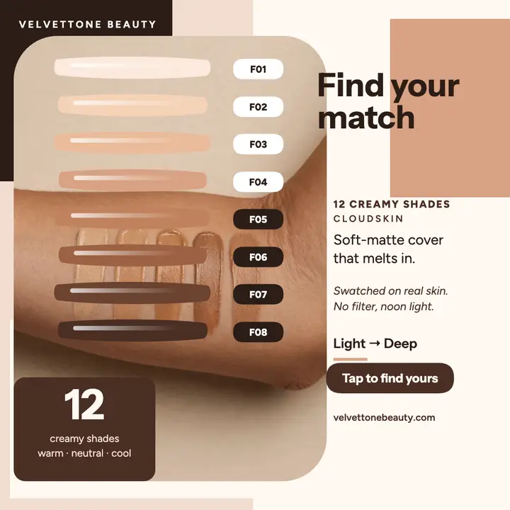 Velvettone Cloudskin shade finder template