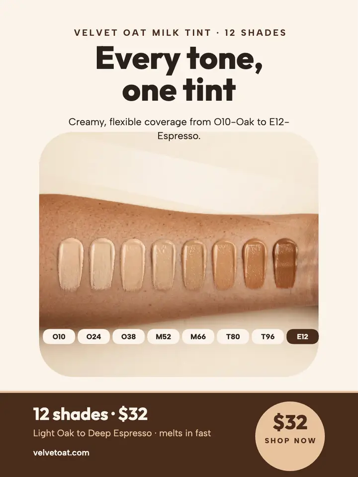 Velvet Oat foundation shade row portrait template
