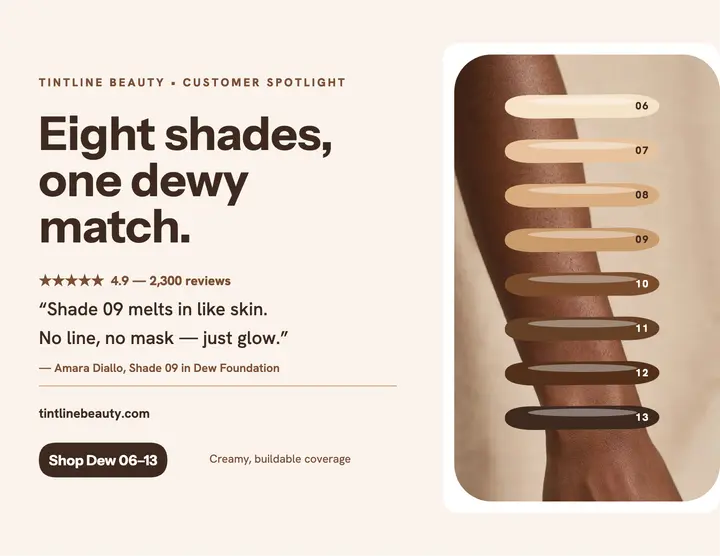 Tintline Dew foundation shade review: foundation shade review flyer template