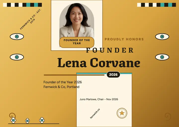 Lena Corvane founder award certificate: founder certificate template