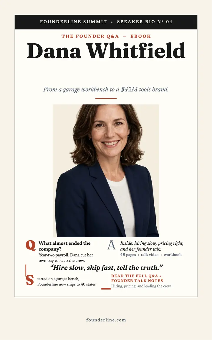 Dana Whitfield founder Q&A ebook cover: speaker bio ebook cover template