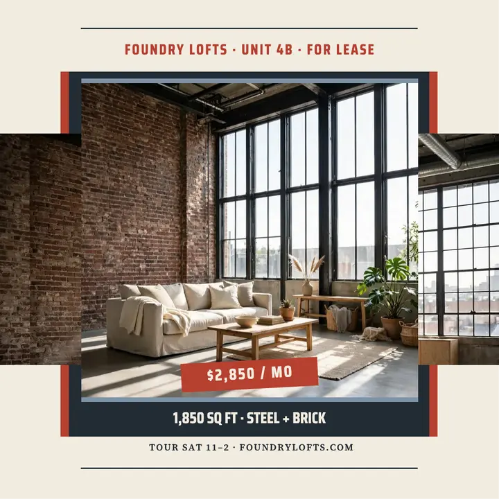 Foundry Lofts warehouse loft listing template