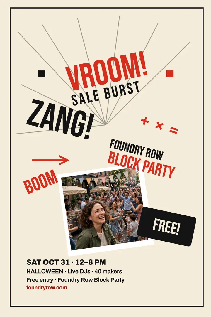 Foundry Row Block Party burst poster template