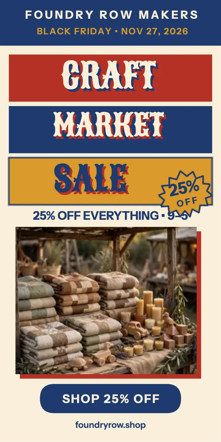Foundry Row craft sale retro ad template