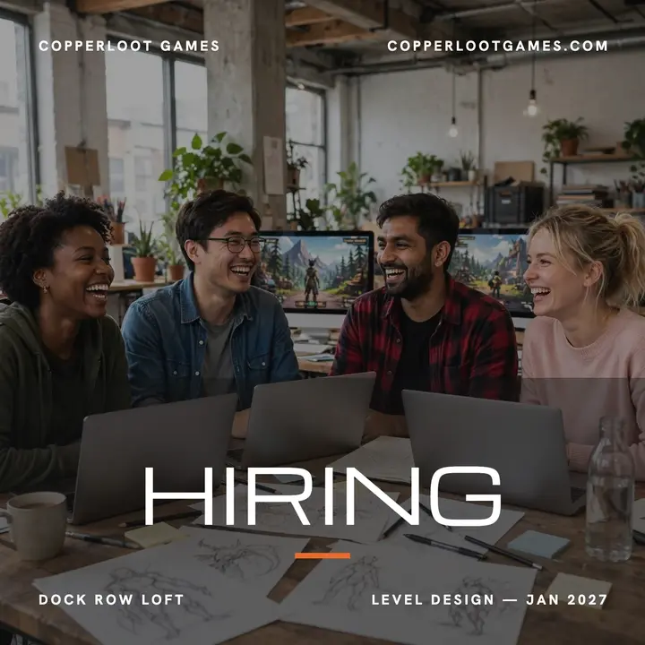 Copperloot Games hiring cover: game studio hiring cover template