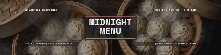 Steamfold late night menu launch banner template