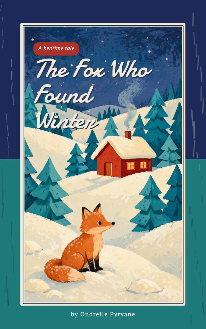 The Fox Who Found Winter ebook cover, gouache storybook template
