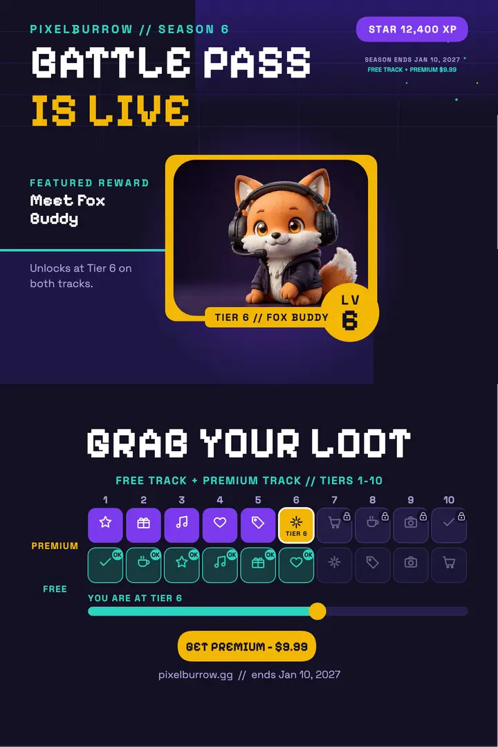 Pixelburrow fox season pass poster template