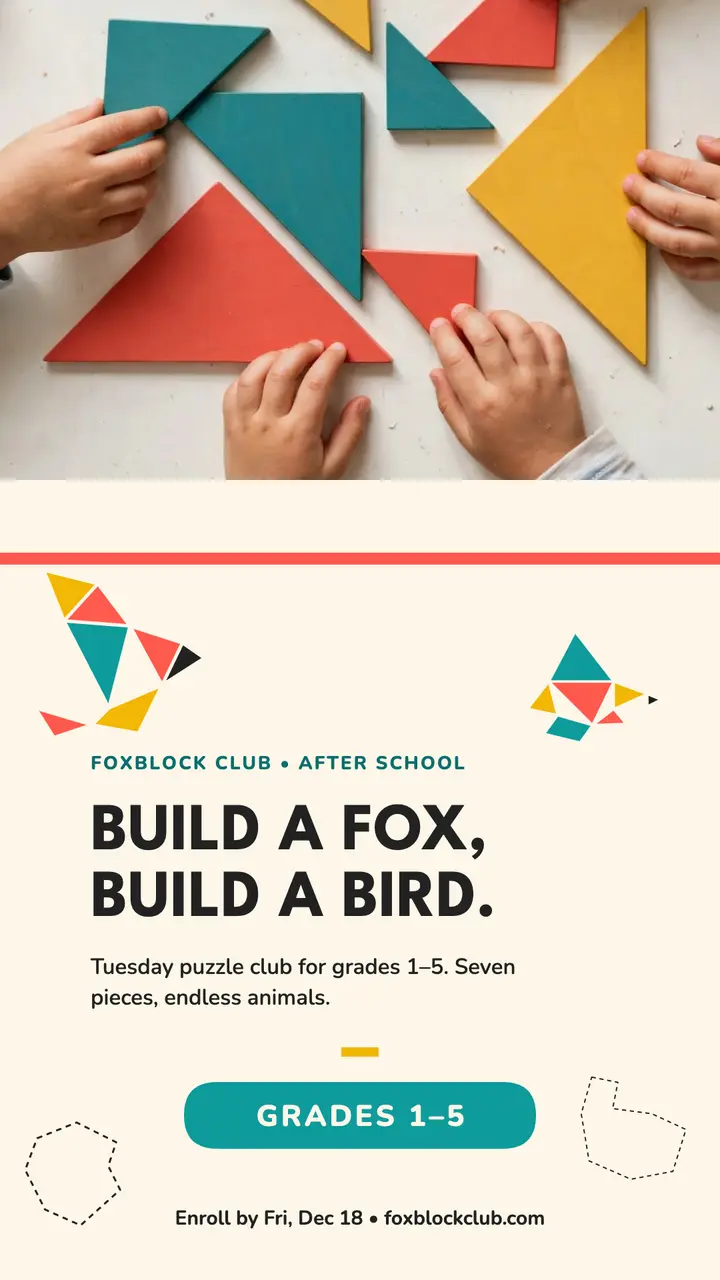 Foxblock puzzle club story, fox and bird template