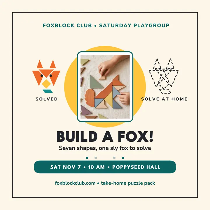 Foxblock Club tangram fox playgroup post template