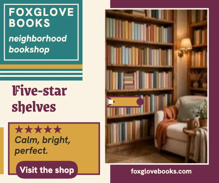 Foxglove Books five-star review ad template
