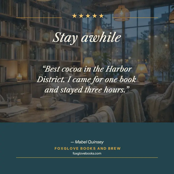 Foxglove bookshop cafe review post template