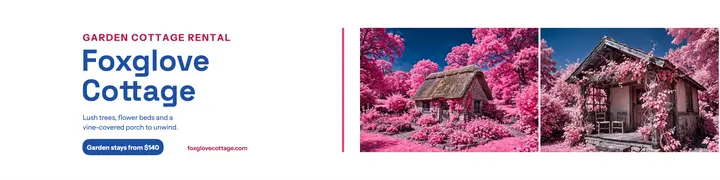 Foxglove Cottage garden rental banner template