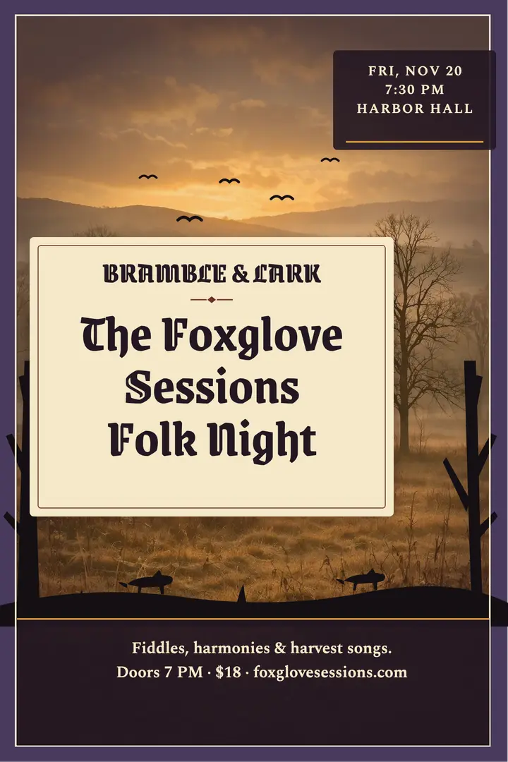 Foxglove Sessions folk night poster template