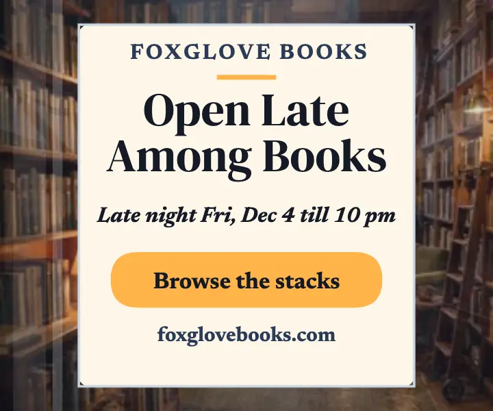 Foxglove Books late night rectangle ad template