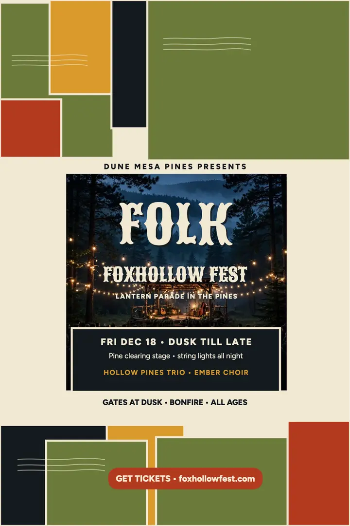 Foxhollow Folk Fest pine poster template
