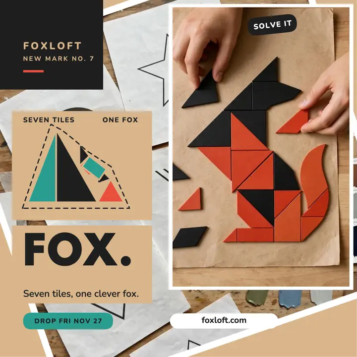Foxloft tangram fox mark drop: tangram fox logo post template