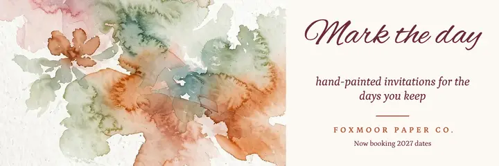 Foxmoor hand-painted save the dates header, watercolor wash: save the date stationery header template
