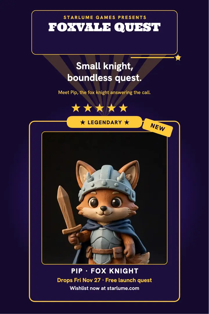 Foxvale Quest summon launch poster template