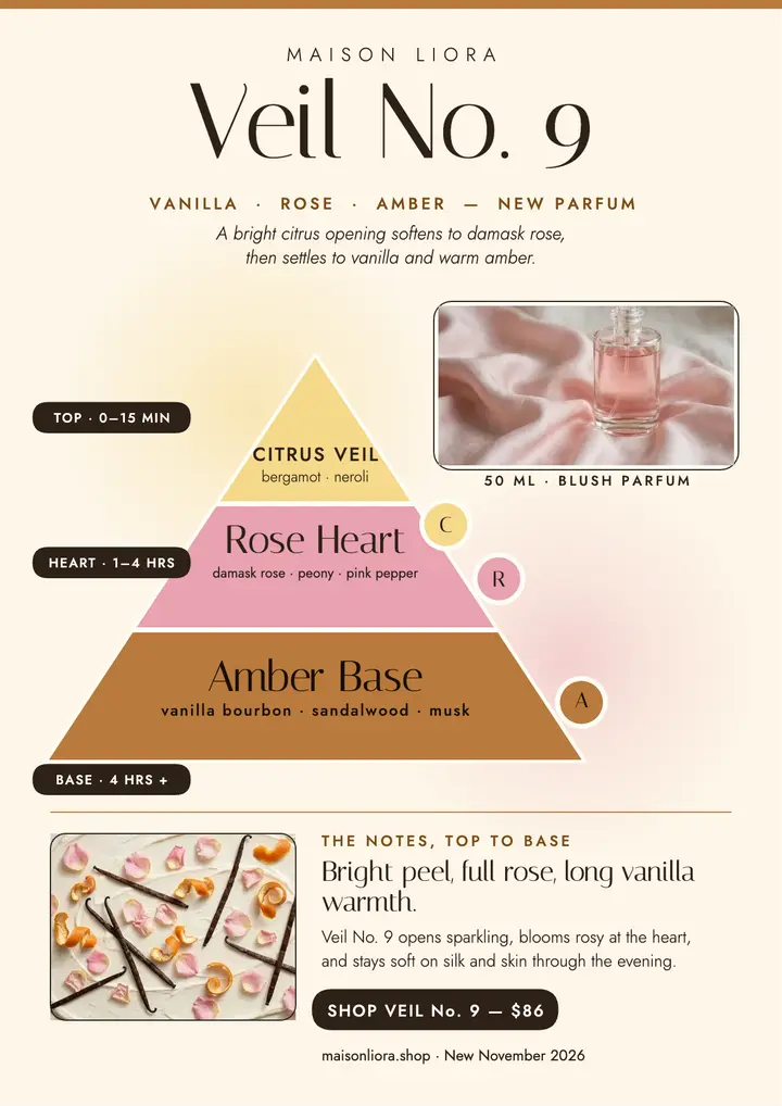 Veil No. 9 vanilla rose launch flyer template
