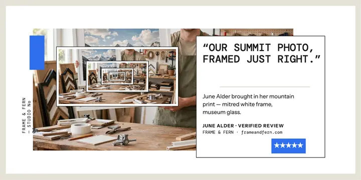 Frame and Fern customer spotlight post template