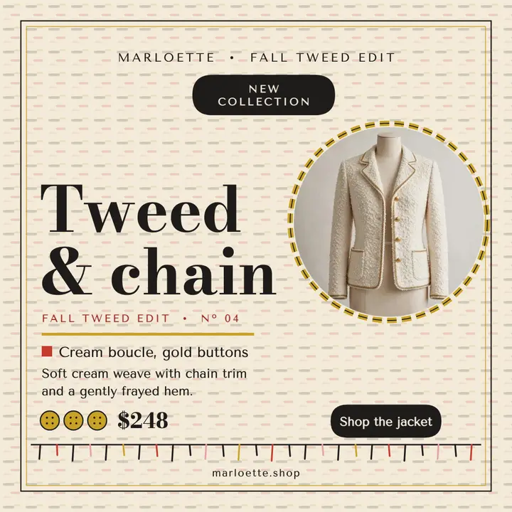 Marloette cream tweed jacket post: cream tweed jacket post template