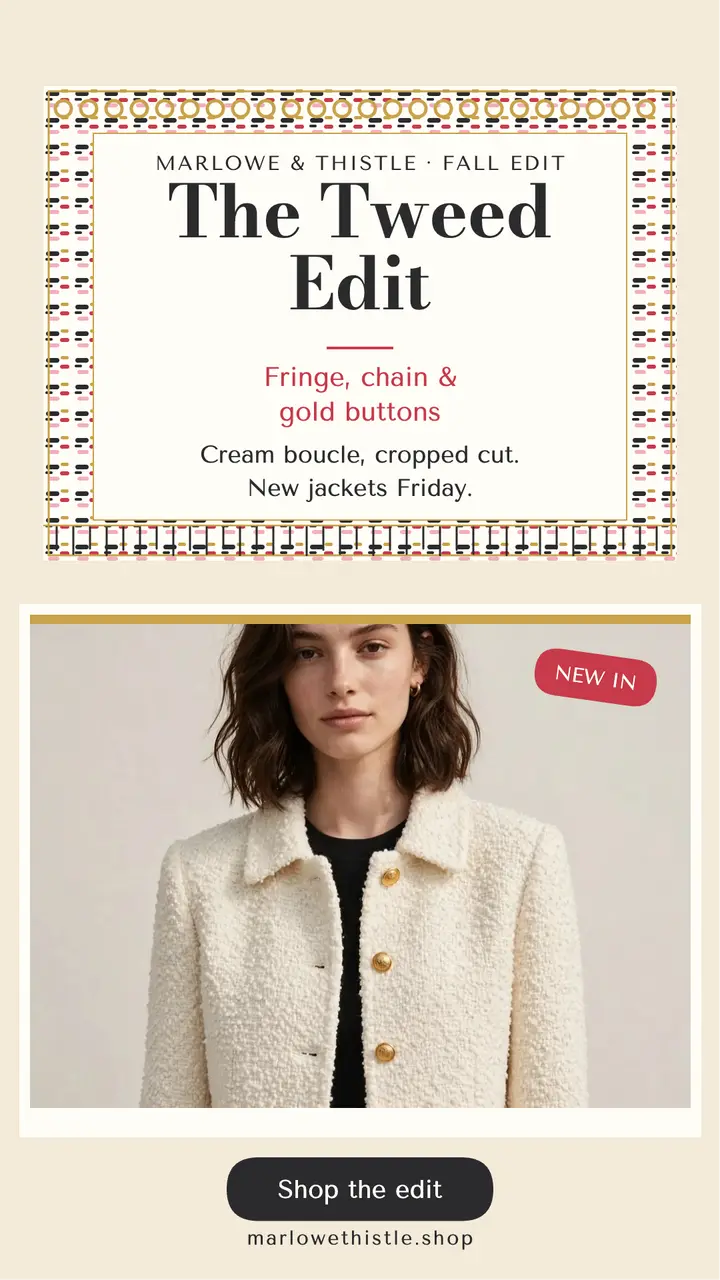 Tweed jacket edit boutique story template