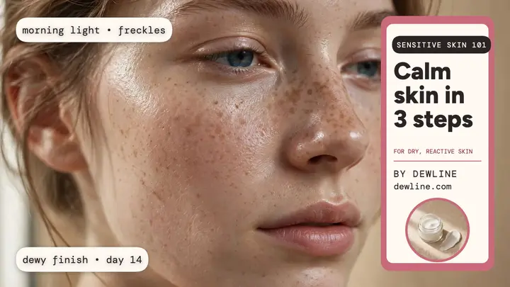 Dewline calm skin routine thumbnail template
