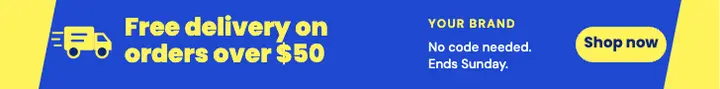Cobalt and lemon free delivery leaderboard ad template