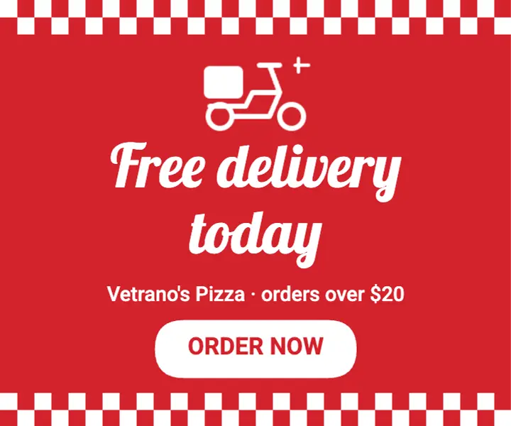 Free delivery today pizza ad template