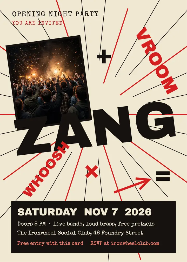 ZANG opening night party invitation template