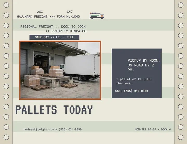 Haulmark Freight same-day pallets flyer template