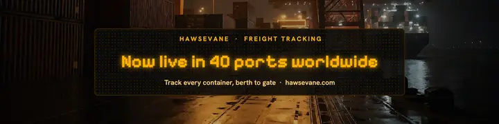 Hawsevane freight tracking now live in 40 ports banner template