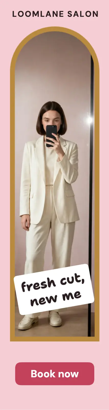 Loomlane salon mirror selfie ad template