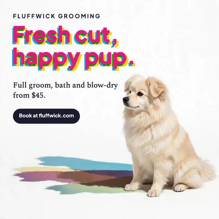 Fluffwick Grooming colored shadow post template